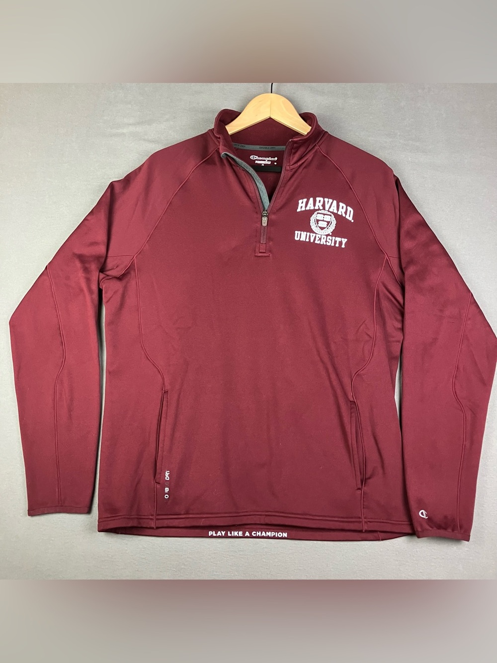 Champion Harvard University 1/4 Zip Pullover Sweater Size Small Crimson Logo